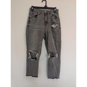 American Eagle Distressed Mom Jeans Gray Size 4 Gently Worn